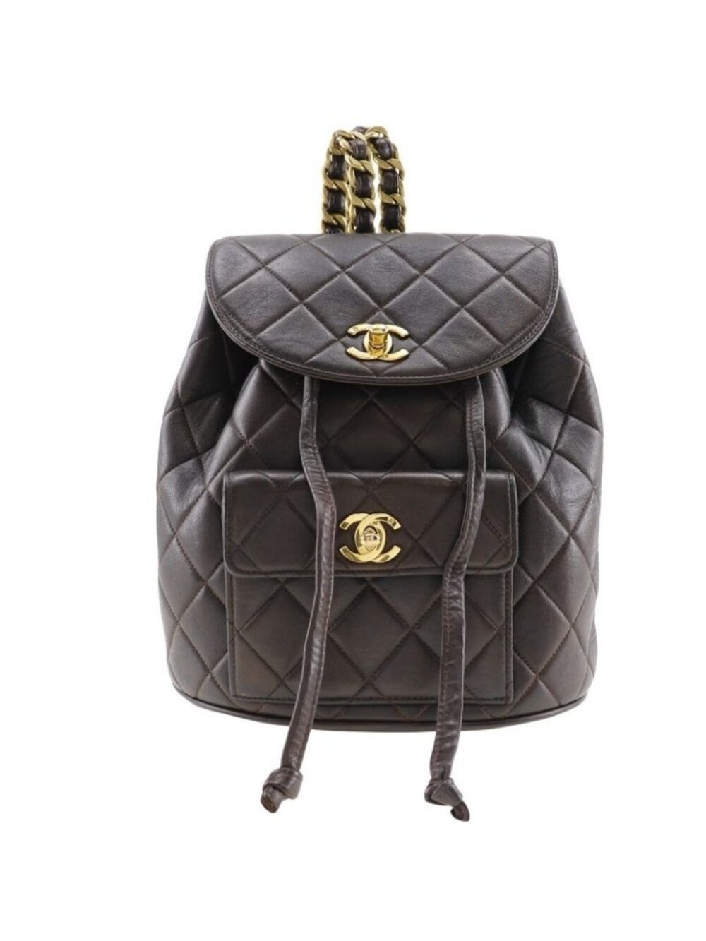 Chanel Quilted Vintage Lambskin Brown Backpack Daypack